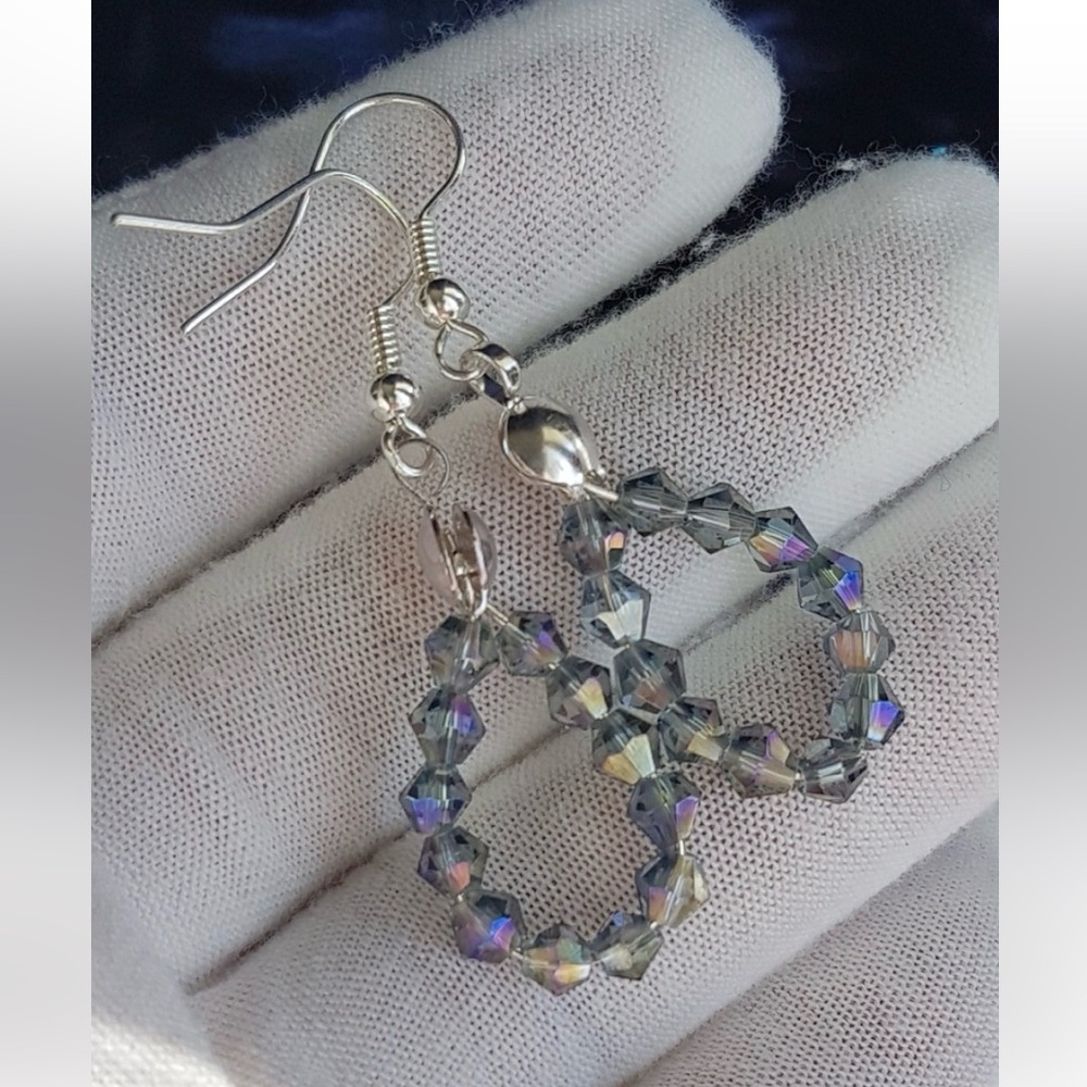 Swarovski Elements Aurora Borealis Small Teardrop Earrings Handmade NWT